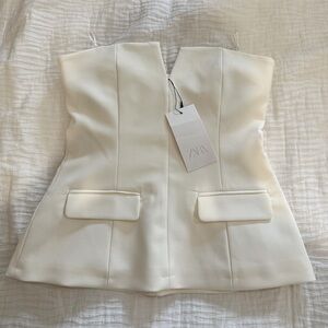 Zara Cream Strapless Top
